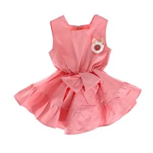 Flower Patch Sleeveless Baby Girls Peach Dress