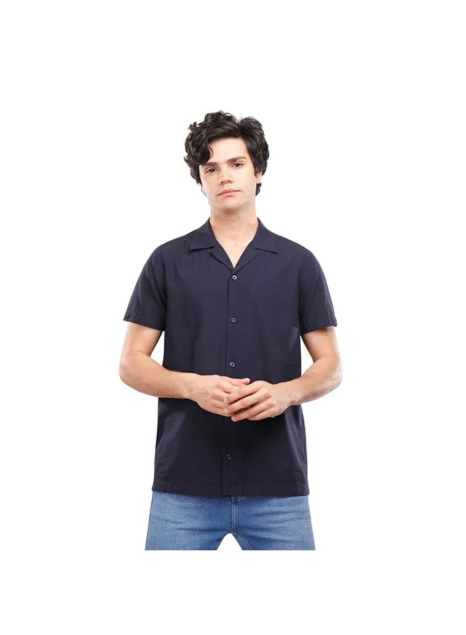 Coup COUP Regular Basic Shirt For Men - Navy - M