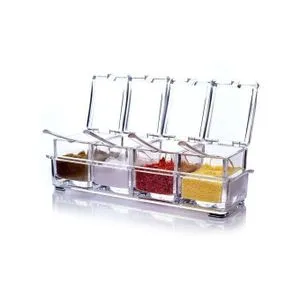 Acrylic Spice Set - 4 Pcs & 4 Acrylic Spoons On Box