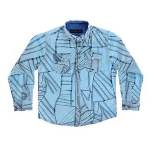 AlNasser Boys Self Pattern Button Down Shirt - Baby Blue