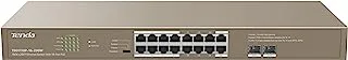 Tenda PoE Switch 18 Gigabit Ports، 16 PoE + 250W Ports، كل منفذ يصل إلى 30W، 2 Gigabit Uplink SFP Ports، One Key Standard / Extend / Vlan / Priority، QoS، Transmission up to 250M، TEG1118P-16-250W