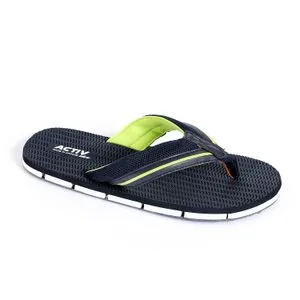 Activ Navy Blue & Lime Green One Thong Rubber Sole Slippers