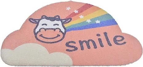 Generic Plastic Non-Slip Mat With Cloud Shaped And Cow Cartoon Design For Home 60 x 35 Cm - Multi Color