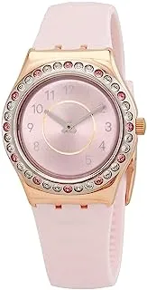 Swatch Monthly Drops Golden Rosaline Quartz Crystal Pink Dial Ladies Watch YLG147