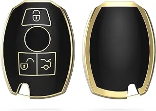 kwmobile Key Cover Compatible with Mercedes-Benz 3 Button Car Key Key Cover - Car Key Fob Case Protector - Black/Gold