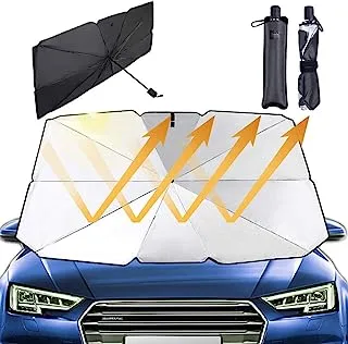 JASVIC Car Windshield Sun Shade Umbrella - Foldable Car Umbrella Sunshade Cover UV Block Front Window (Heat Insulation Protection) for Auto Windshield Trucks Cars (large)