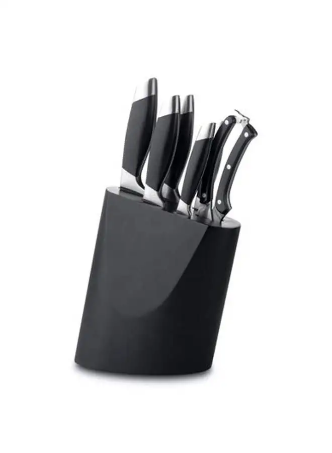 Berghoff Kitchen 7 Piece Knife Block - Cooking Knife, Bread Knife, Meat Knife, Universal Knife,  Peeling Knife, Chicken Scissors, Wooden stand