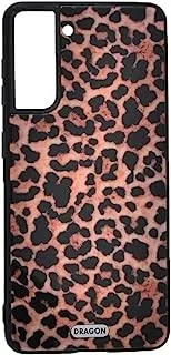 Generic Plastic Creative Back Phone Protection Case Tiger Design With Silicone Safety Edges And Glass Back For Samsung Galaxy S30 / S21 - Black Brown