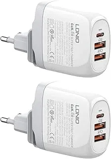 Ldnio Set Of 2 Pieces Of A3511Q Eu Fast Charger 3 Usb Ports With Type-C Cable Perfect For Home And Office - White