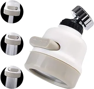 OANJO Kitchen Sink Faucet Flexible 360° Rotatable Kitchen Sink Faucet Removable Splashproof ABS Plastic Adjustable Rotary Filter Nozzle (White and Beige)