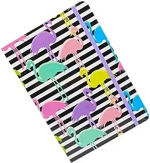 HardCover Colored Flamingos A5 Notebook With Elastic Band/Black & white