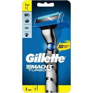 Gillette Mach3 Turbo Razor Handle And Refills X2 + Azwaaa Gift