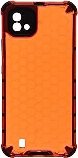 Generic Plastic Honeycomb Shockproof Transparent Back Cover With Flexible Silicone Black Edges Protective For Realme C20 6.5 Inch - Orange Black