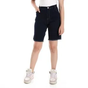 AlNasser Plain Navy Blue Girls 4 Pockets Short