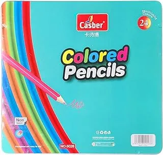 Casber Hexagonal Colored Pencils In A Metal Box Pack Of 24 Pencils - Multi Color