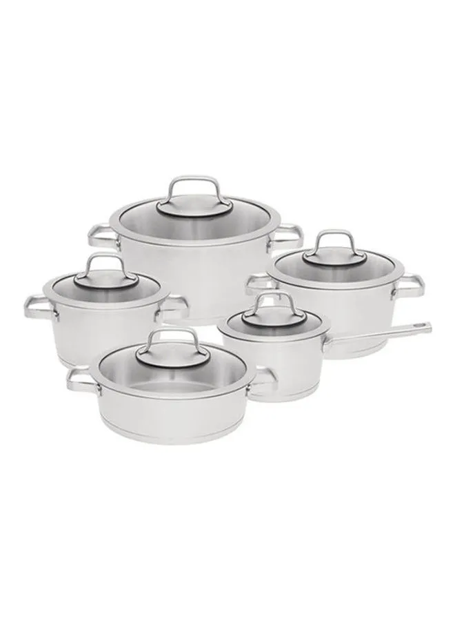 Berghoff 10-Piece Cookware Set Manhattan(1xCovered Saucepan, 1xCovered Casserole, 1xCovered Stockpot, 1xCovered) Silver