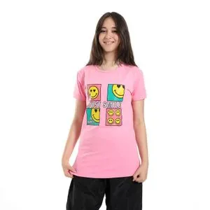 AlNasser Emoji Short Sleeves Fuchsia Girls T-Shirt