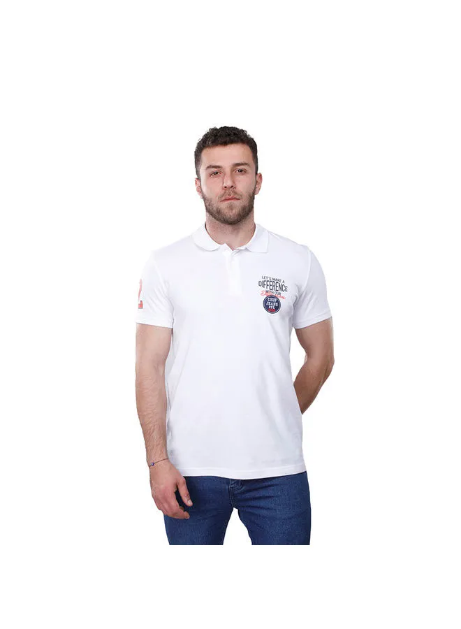 Coup COUP Regular Printed Polo Shirt For Men - White - S