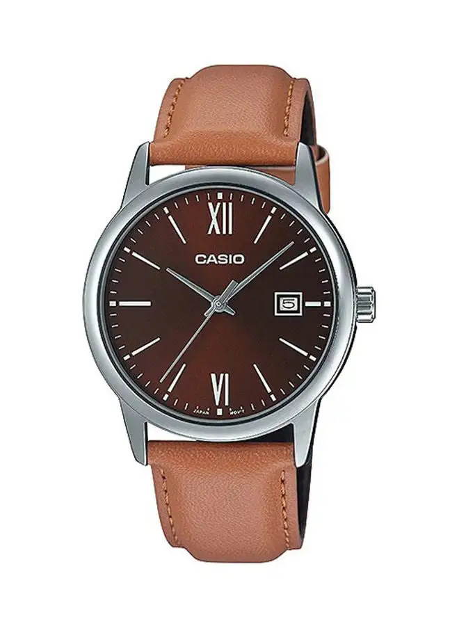 CASIO Men's Leather Analog Watch MTP-V002L-5B3UDF