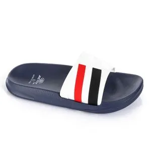 Activ White & Navy Blue Stripes Rubber Boys Slippers