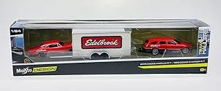 Maisto 2004 Silverado SS Pickup Truck & 2016 Camaro SS & Enclosed Car Trailer Team Haulers Toy Vehicle, Assorted Colors, 1/64 Scale, 11404