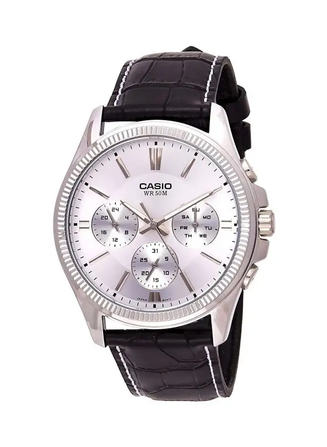 CASIO Men's Leather Analog Quartz Watch MTP-1375L-7AVDF