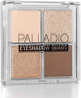 Palladio Eyeshadow Quads, Velvety Pigmented Blendable Matte, Metallic & Shimmer Finishes, Creamy Formula, Four Way Quad Eye Shadow Palette, Talc-Free (Miss Popular)