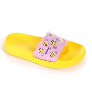 Activ Yellow & Orchid Lady Bugs Print Girls Slippers