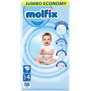 Molfix Baby Diapers - Size 4 – From 7Kg To 18Kg - 58 Diapers