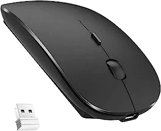 Generic Bluetooth Wireless Mouse, Dual Mode Slim Rechargeable Wireless Mouse Silent Cordless Mouse with Bluetooth 4.0 & 2.4G Wireless, Compatible with Laptop, PC, Windows Mac Android OS Tablet (Black)