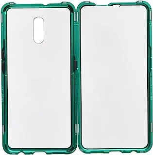 Generic Tempered Glass Strong Magnetic Two Face Case With Metal Frame And Anti Scratch For Reno 6.4 Inch - Green Black