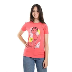 AlNasser Cerise Pink Girls Printed Round Neck T-Shirt