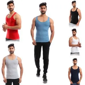 Cottonil Bundle Of Six Solid Sleeveless Derby - For Men