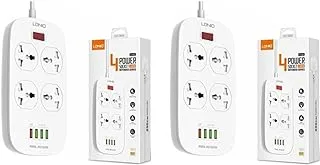 Ldnio Set Of 2 Pieces Of Sc4407 Eu 4 Power Socket Extention With 4 Usb (18W) Defender Series With 2M Cable - White