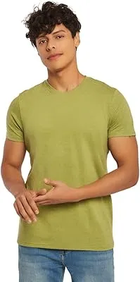 Premoda Casual Short Sleeve Regular Fit Heather T-Shirt With V- Neck for Men, Fern, M