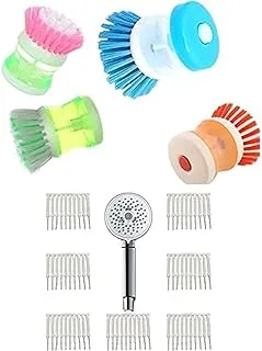 Bundle of Mini cleaner brush, orange + Shower head cleaning brushes 70 pcs mini multifunction shower head cleaner hole straw cleaner brush