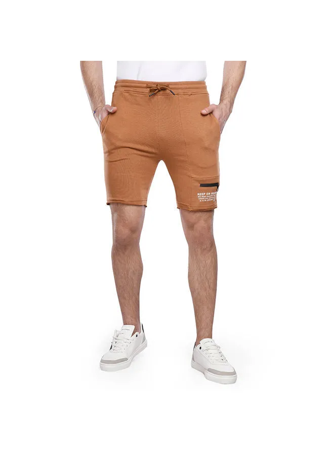 Coup Coup Printed Short For Men - Regular Fit - Cafe