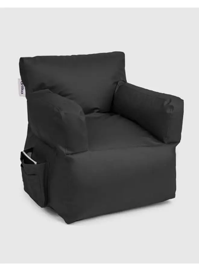 Ariika Leather Mighty Bean Bag Black 75 × 78 × 93cm