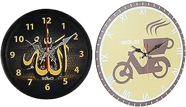 Bundle of SOLO Wall Clock Black +Solo B190 Wooden Round Analog Wall Clock - 40 cm