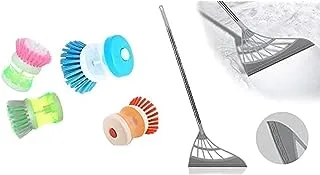 Bundle of Silicone brush baron cup bottle+Multifunction magic broom sweeper,blueland 2-in-1 easily super sweeper broom