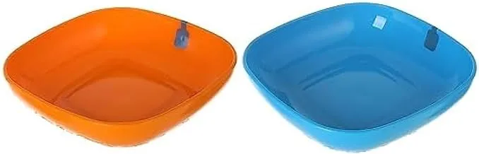 M-Design Eden Plastic Bowl (21cm) - Microwave, Dishwasher, Food Safe & BPA Free Orange + M-Design 30619 Aiden Basics Gouache Dish- Blue, 21 cm