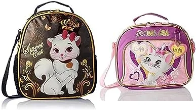 Sweet cat print lunch bag, 20 x 23 cm - multi color + Sweet cat love print lunch bag, 20 x 25 cm - multi color