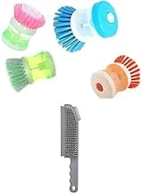 Bundle of Mini cleaner brush, orange + Silicon Double Sided Glass Brush With Plastic Handle For Home - Grey