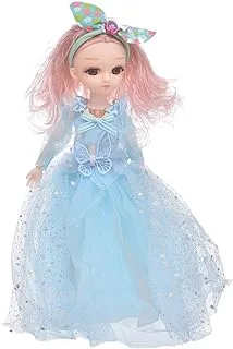 Plastic Pretty Doll Princess Design With Long Hair And Fluffy Blue Dress For Girls - Multi Color