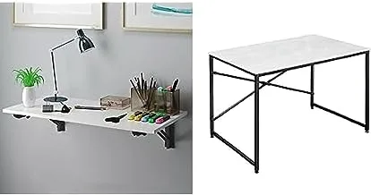 Home gallery Bundle Of Wall mounted folding desk 120 x 60 cm white x black + Office desk modern style 80 cm white