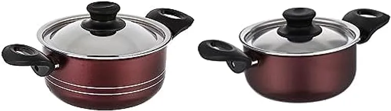 Trueval stew pot dark red size 18 cm + Trueval stew pot dark red size 16 cm