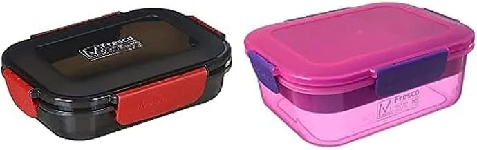 M design lunch box, 600 ml - black and red + M design lunch box, 2.1 liter - pink and purple