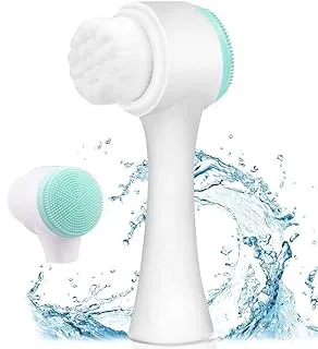 Manual Facial Cleansing Brush, 2-in-1 Skin Care face Brush, Silicone Facial Scrubber Manual Dual Face Wash Brush for Deep Pore Exfoliation Massaging (multi color)