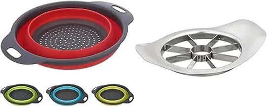 Mt square silicone foldable strainer, assorted colors, rbjrxzer25 + MT Stainless Steel Apple Cutter - Silver