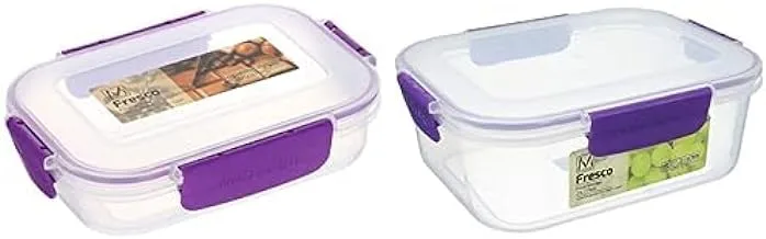 M Design Food Storage Box, 600 ml - Clear and Purple + M Design Food Storage Box, 2.1 Liter - Clear and Purple